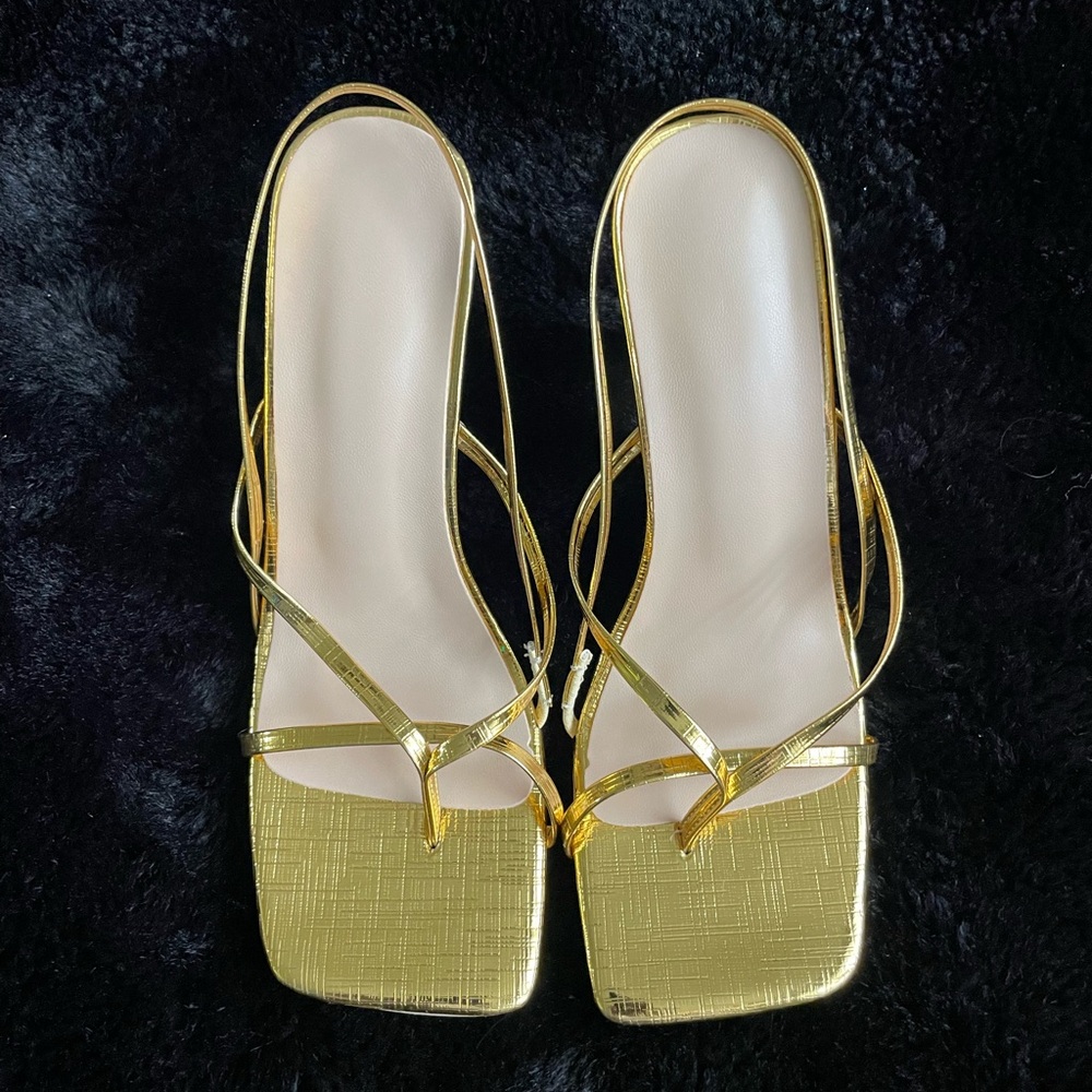 Chic Gold Strappy Women's Heels